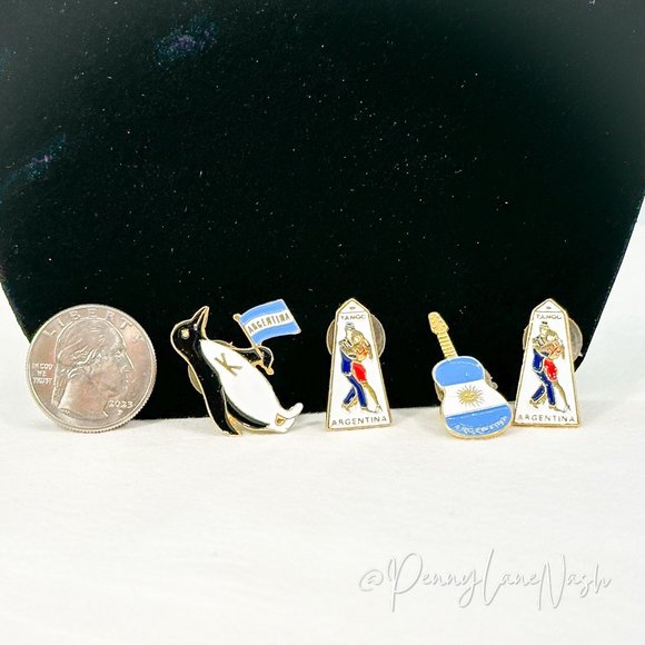 Vintage Jewelry - Vintage Argentina Pin Lapel Set of 4